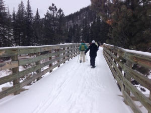 Snowshoeing in the Black Hills - across bridge